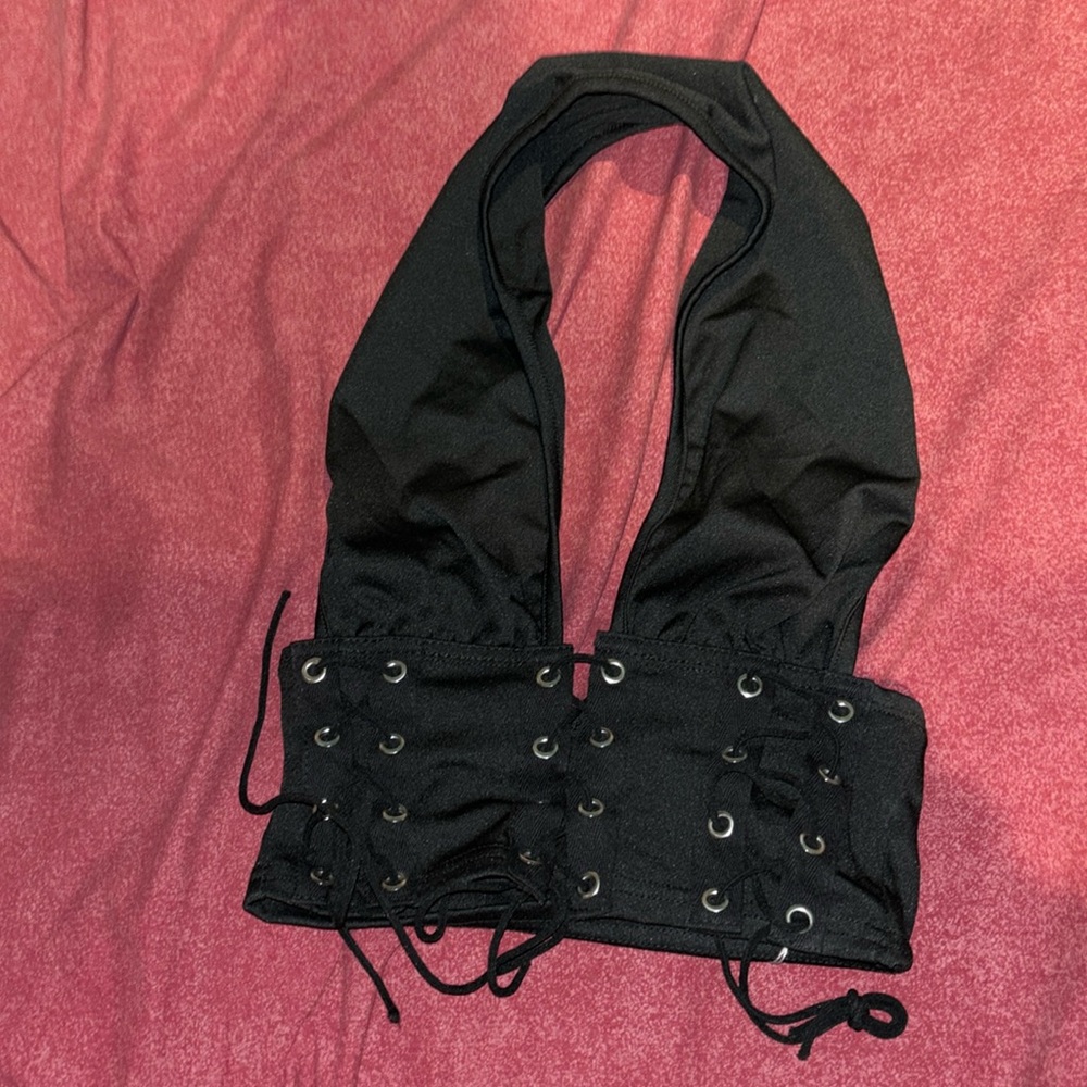 Black halter neck going out top